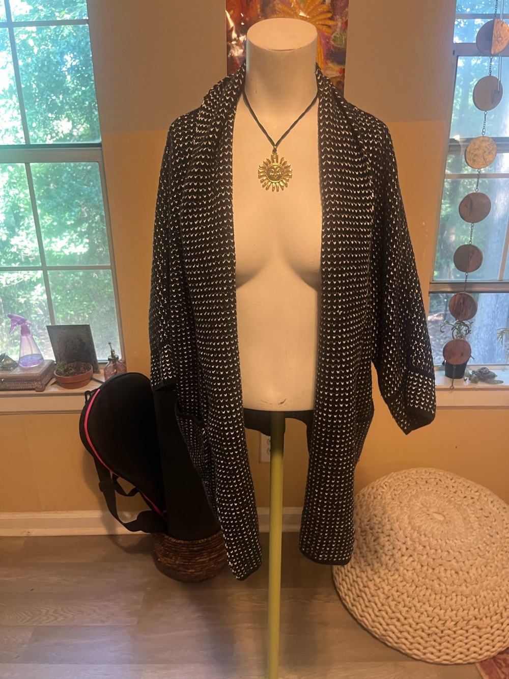 Black and White Open-Front Women's Cardigan Sweater Professional Career